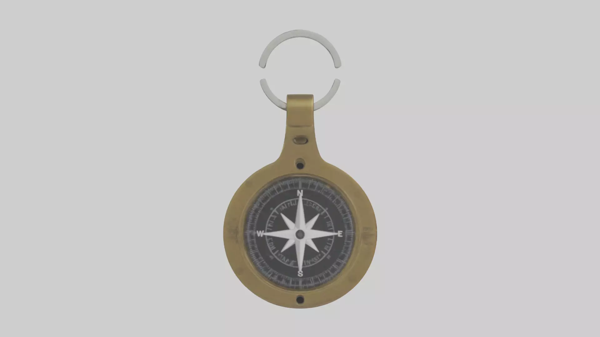 Keychain with compass model Low-poly 3D model_0