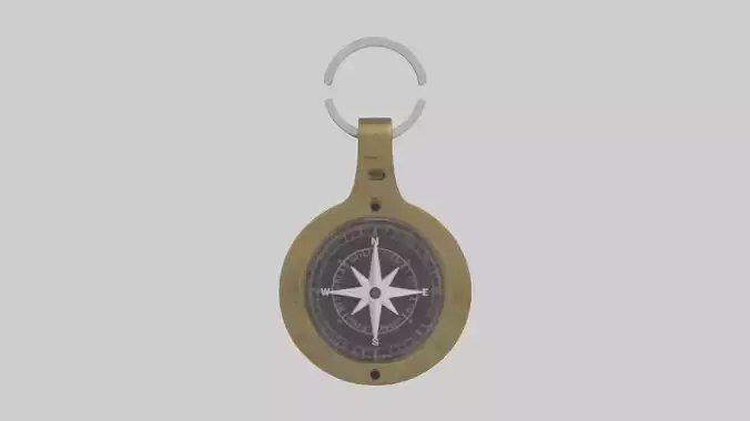 Keychain with compass model Low-poly 3D model Keychain with compass model Low-poly 3D model