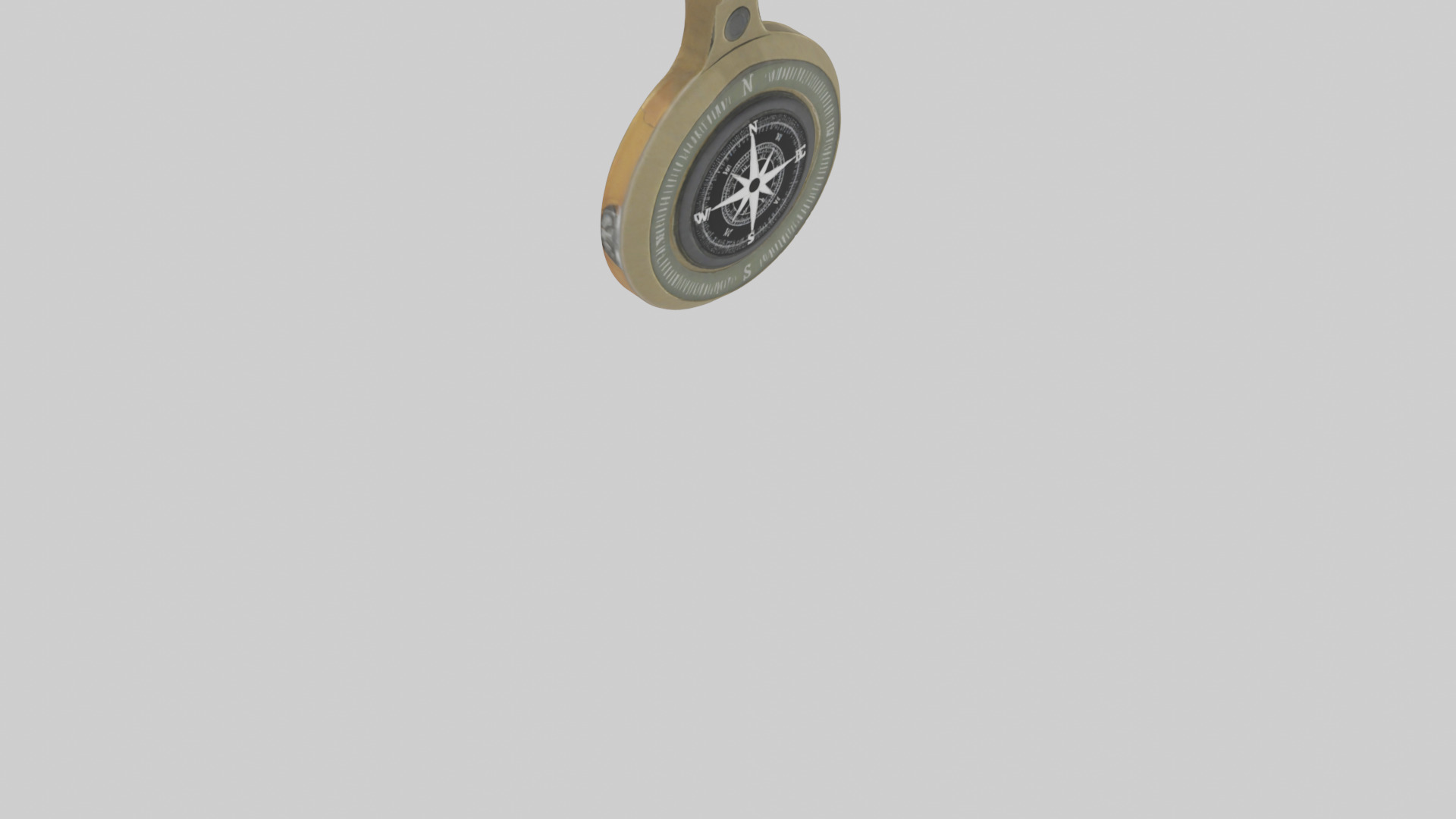 Keychain with compass model Low-poly 3D model_6