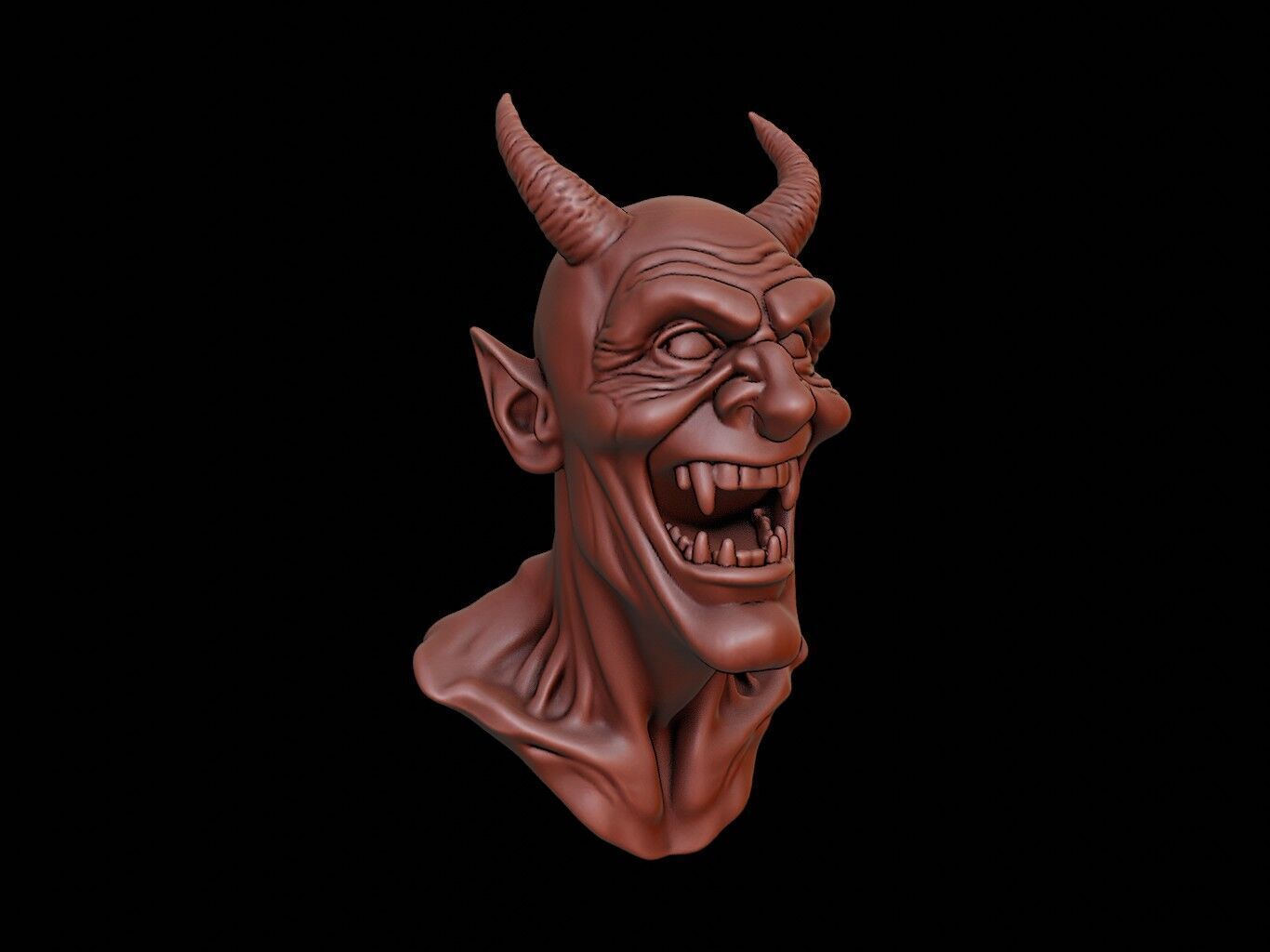 Laughing Devil Beast Bust 3D print model_2