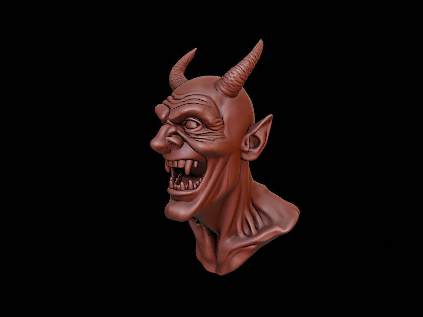 Laughing Devil Beast Bust 3D print model_1