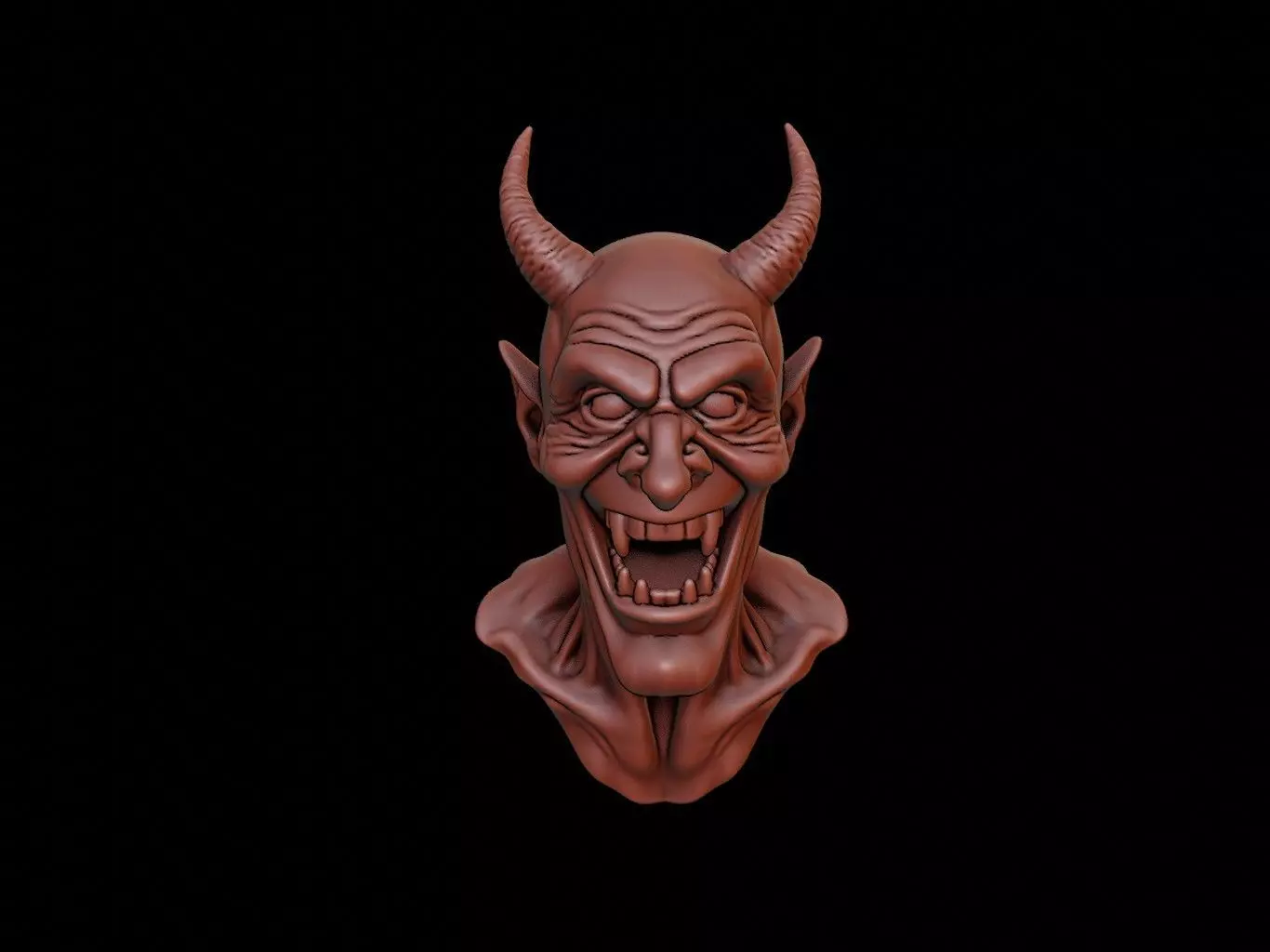 Laughing Devil Beast Bust 3D print model_0