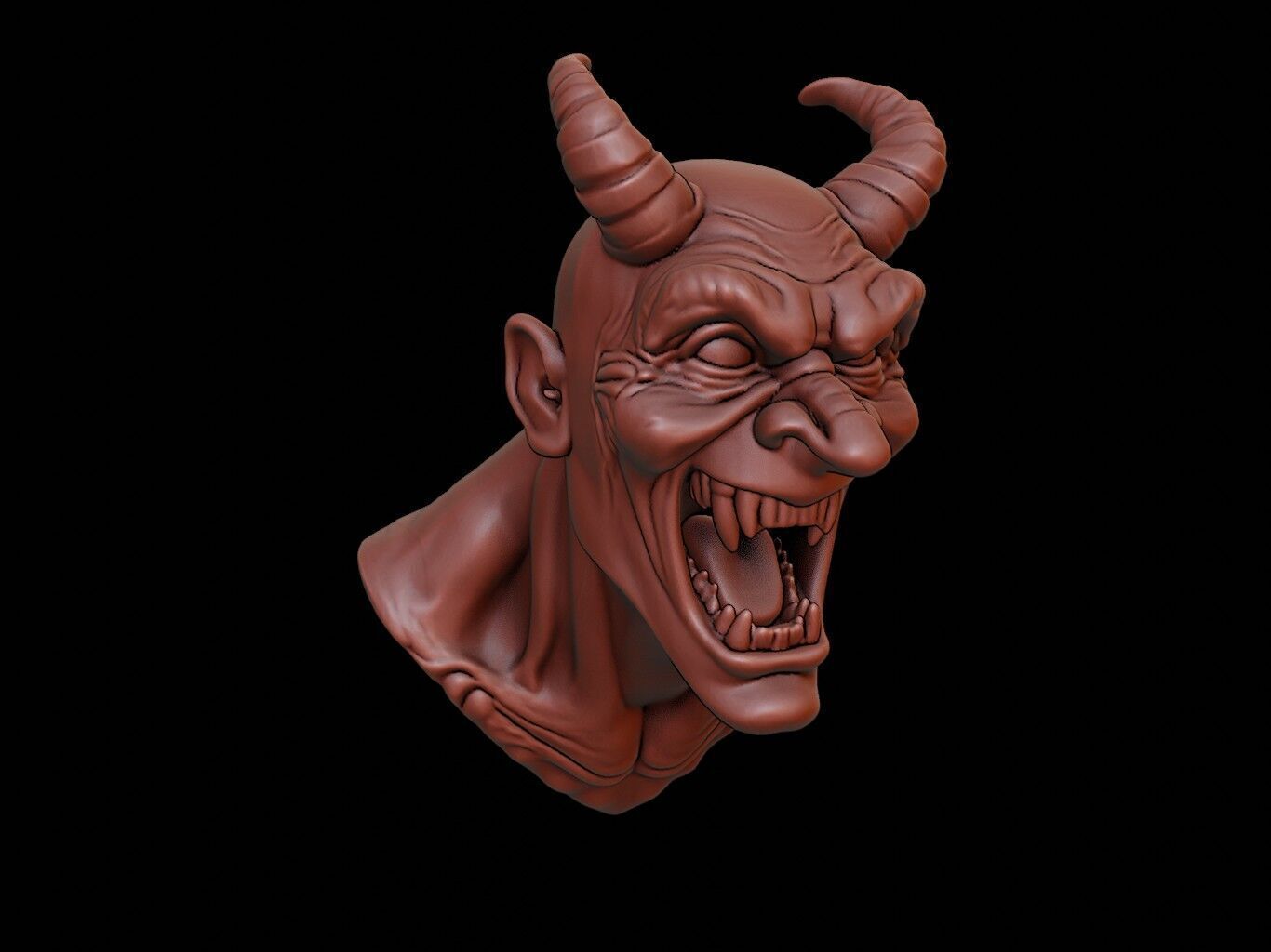 Laughing Devil Beast Bust 3D print model_2
