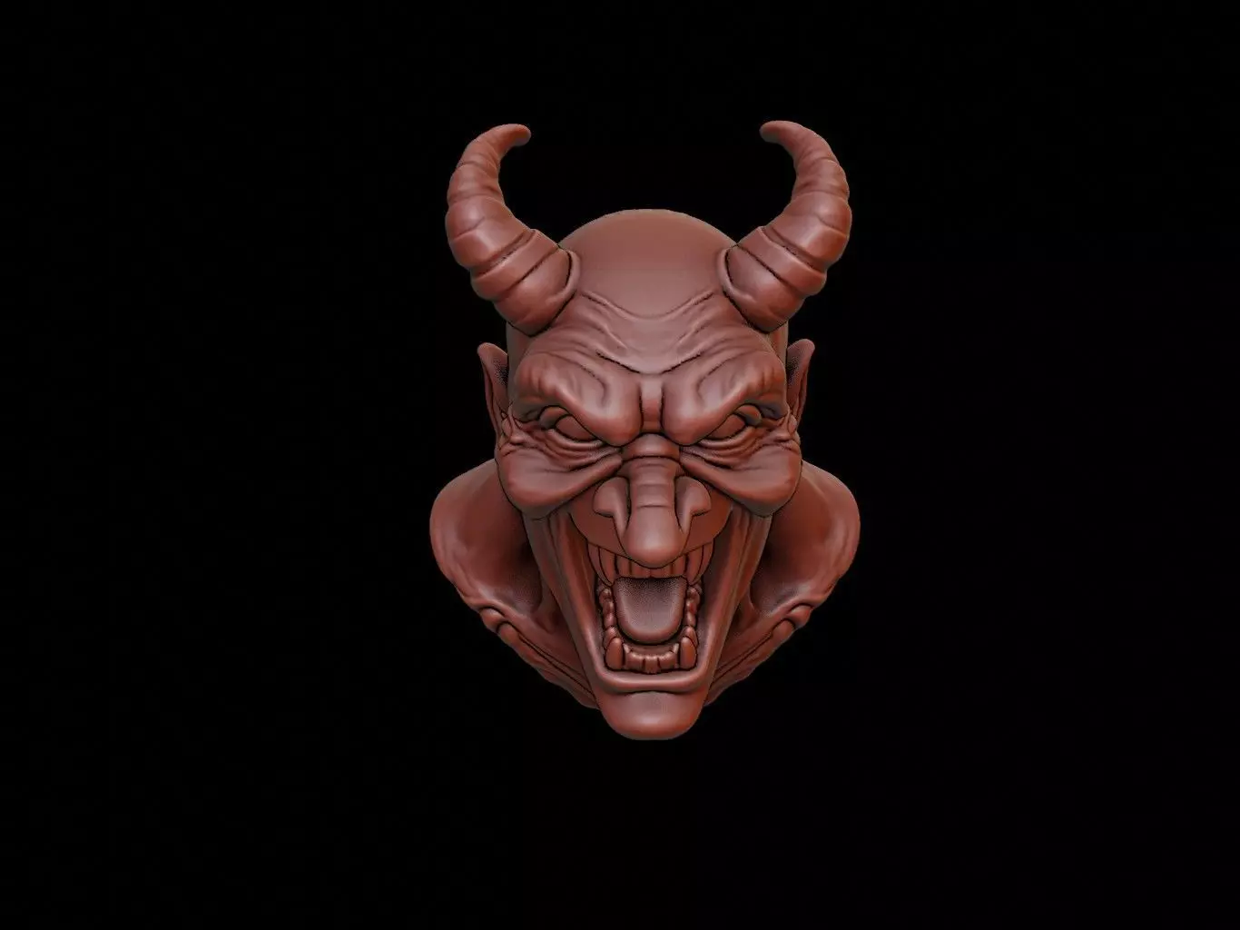 Laughing Devil Beast Bust 3D print model_0
