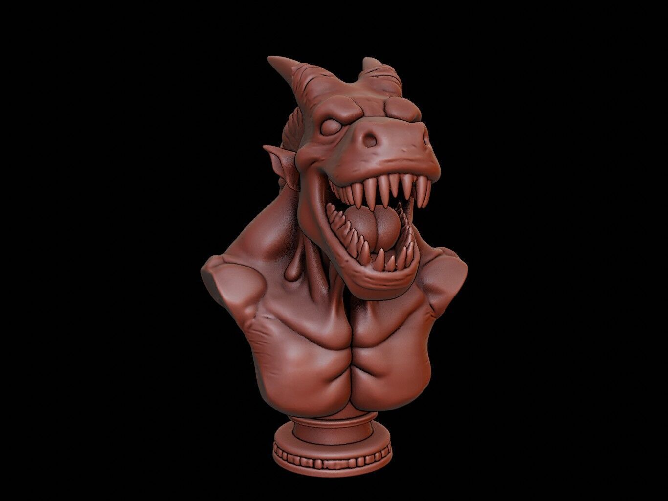 Leviathan Beast Bust 3D print model_2