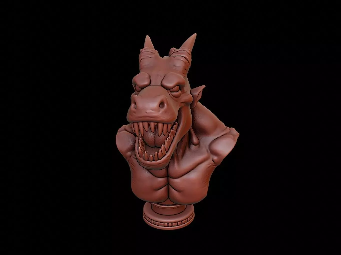 Leviathan Beast Bust 3D print model_0