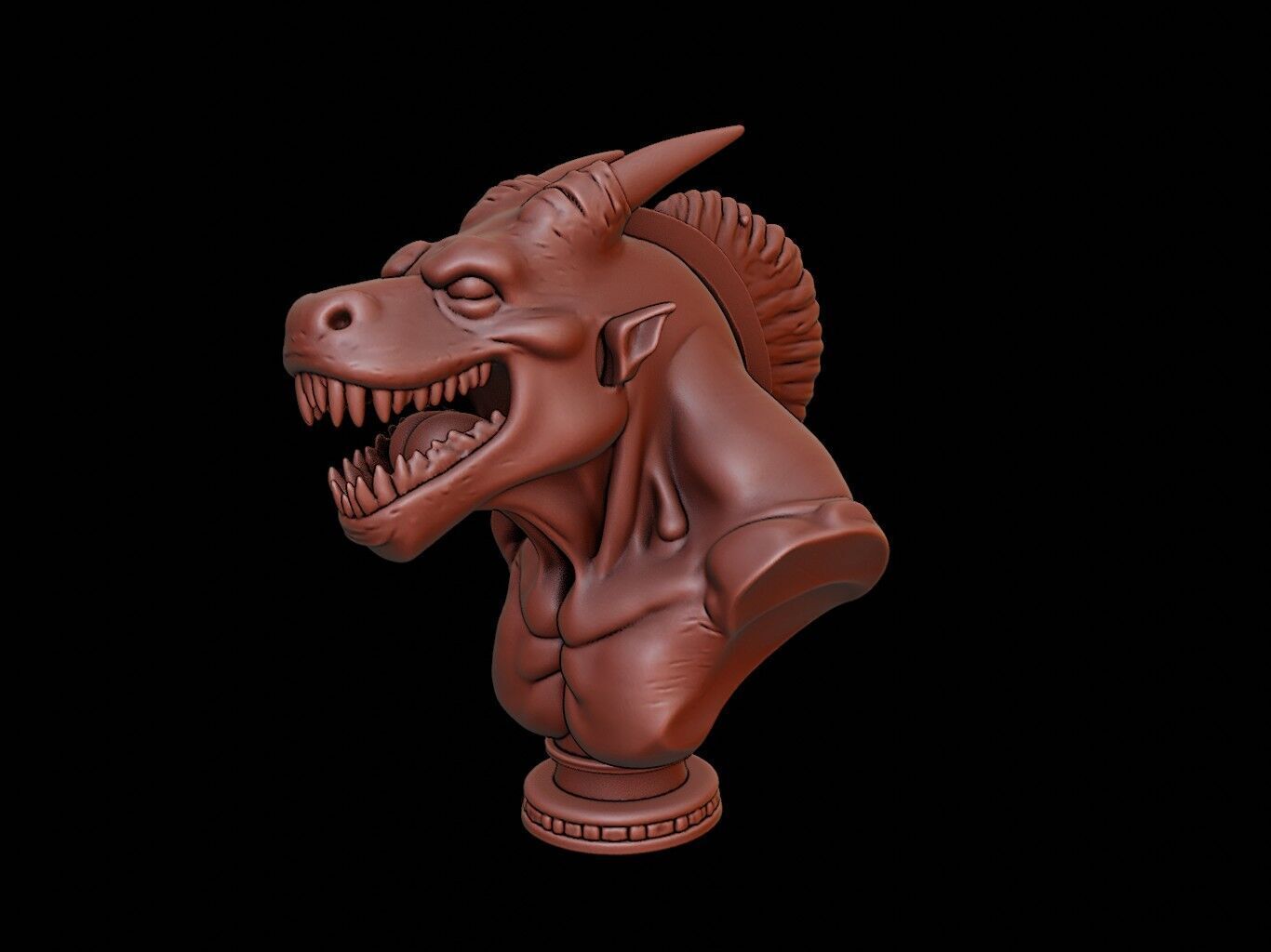 Leviathan Beast Bust 3D print model_1