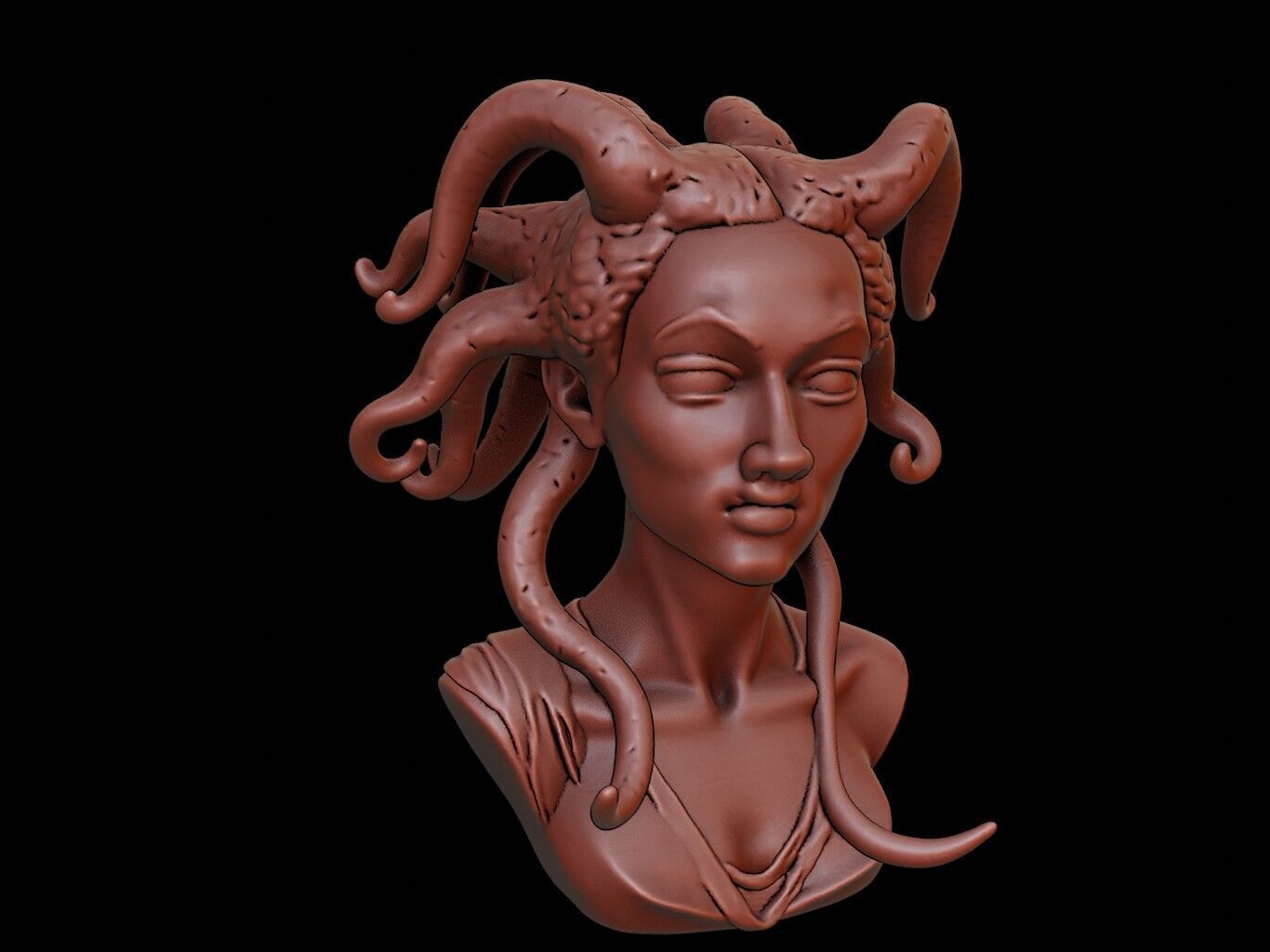Medusa Beast Bust 3D print model_2