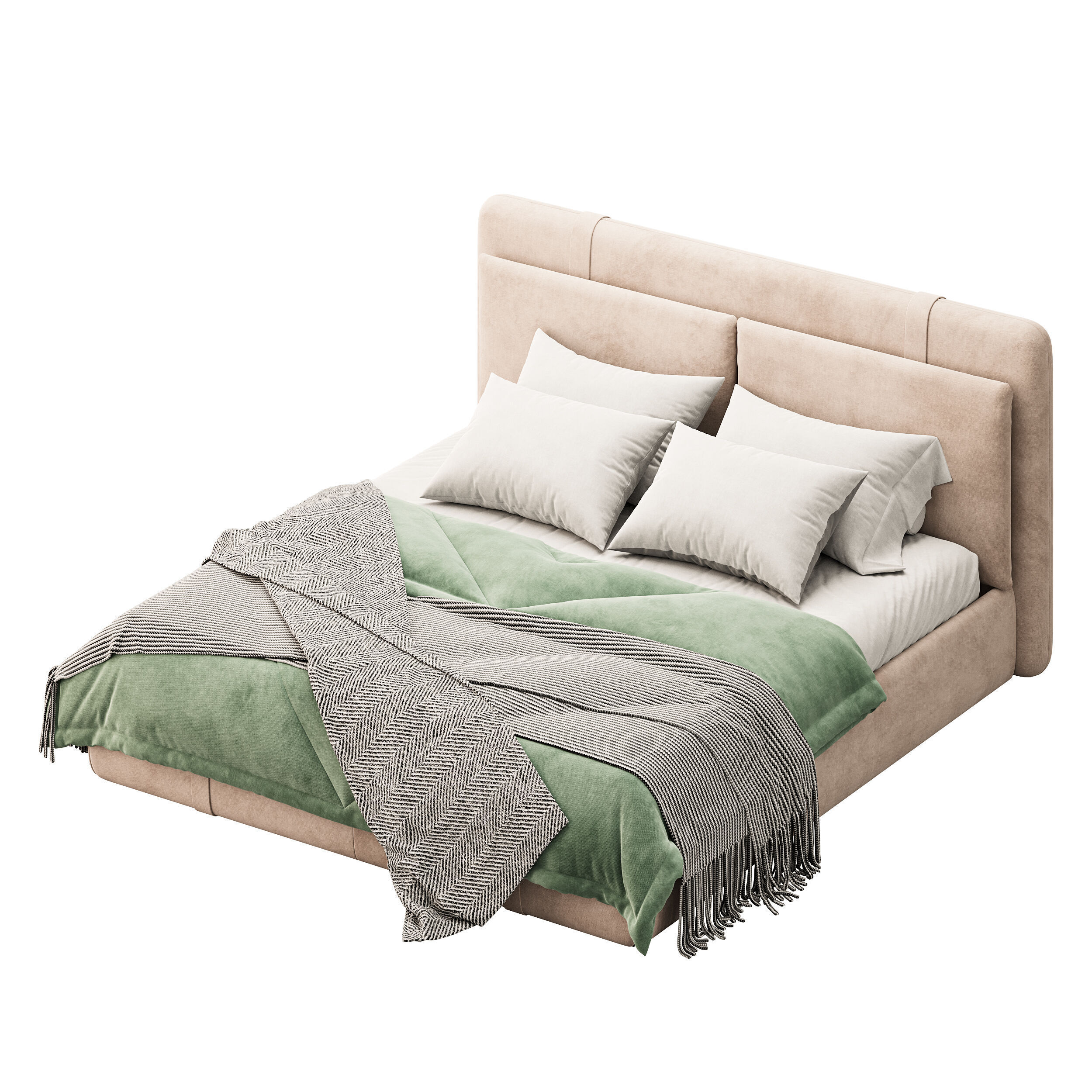 Frame Solid Wood Leather 3D model_1