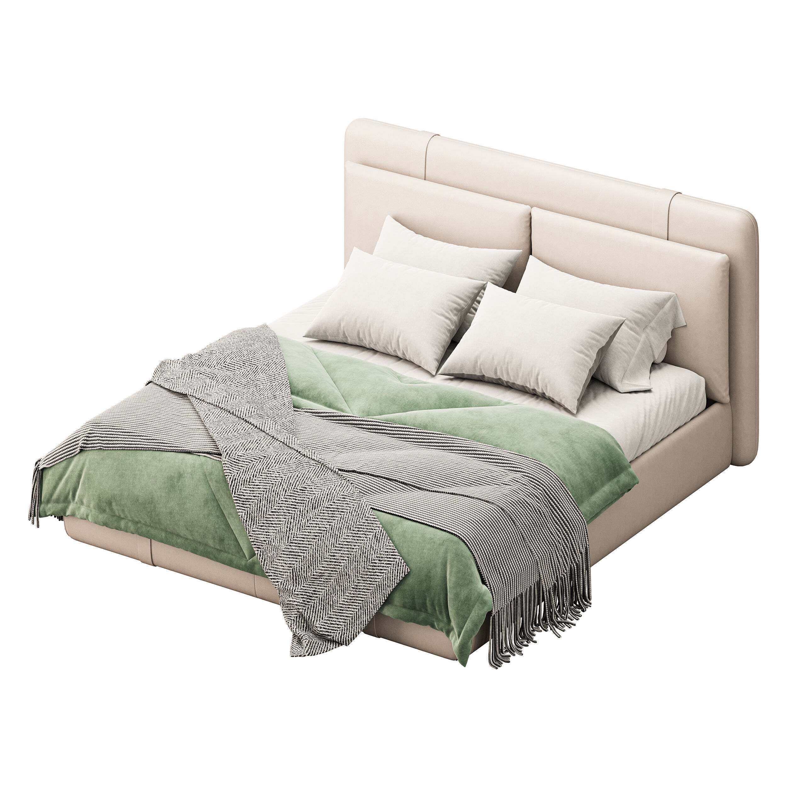 Frame Solid Wood Leather 3D model_4