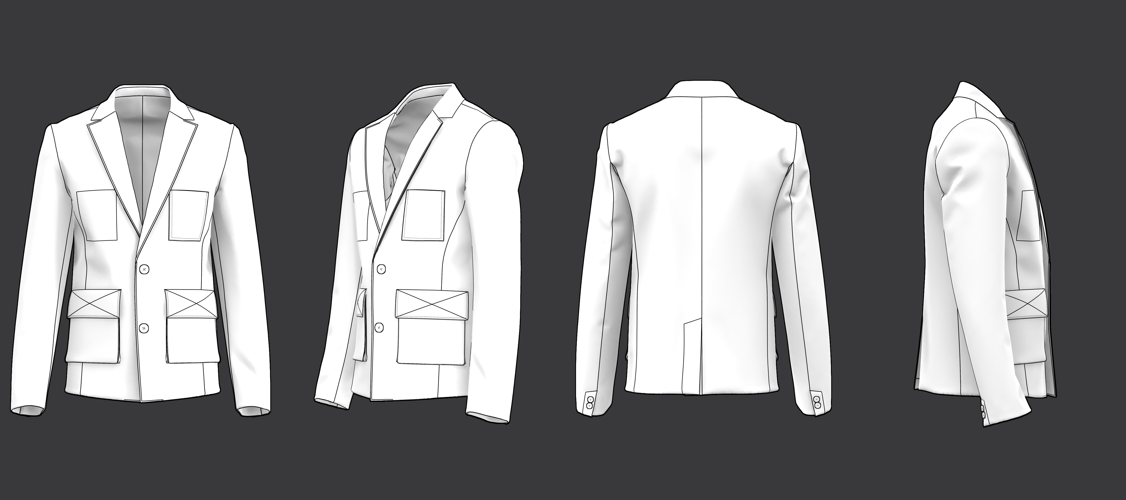 Blazer with Pockets 3D model_7
