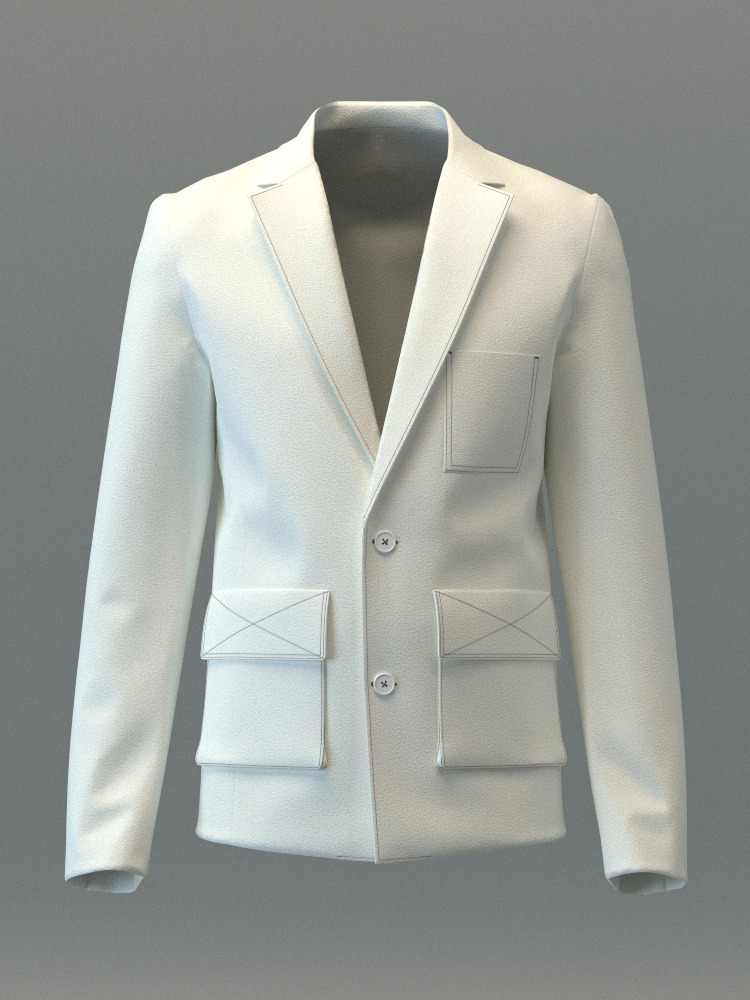 Blazer with Pockets 3D model_5
