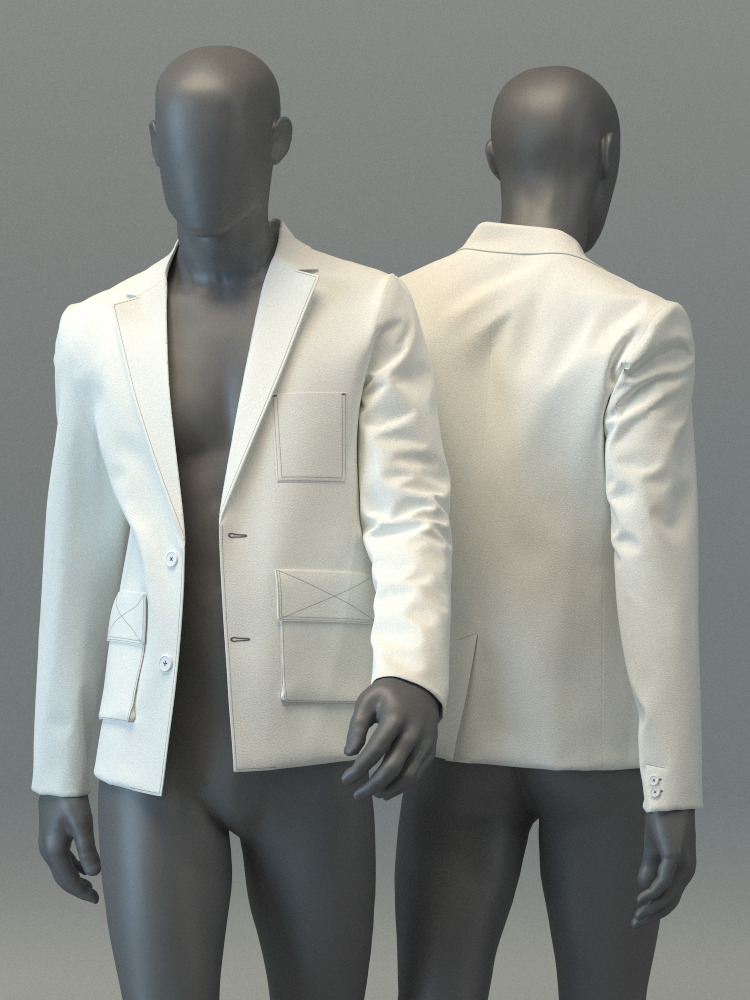 Blazer with Pockets 3D model_4