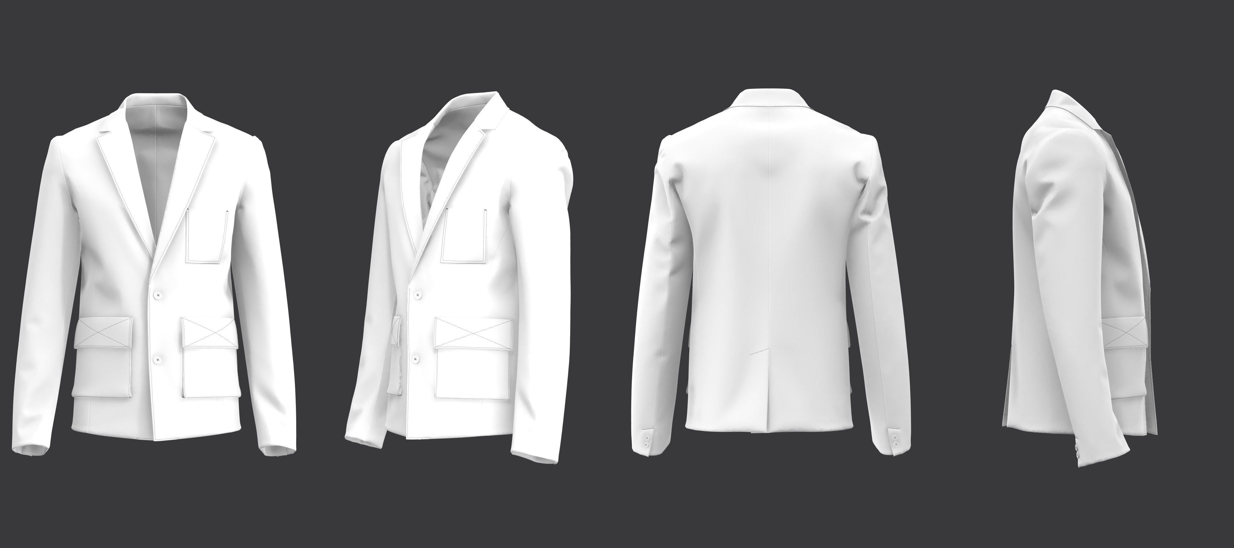 Blazer with Pockets 3D model_8