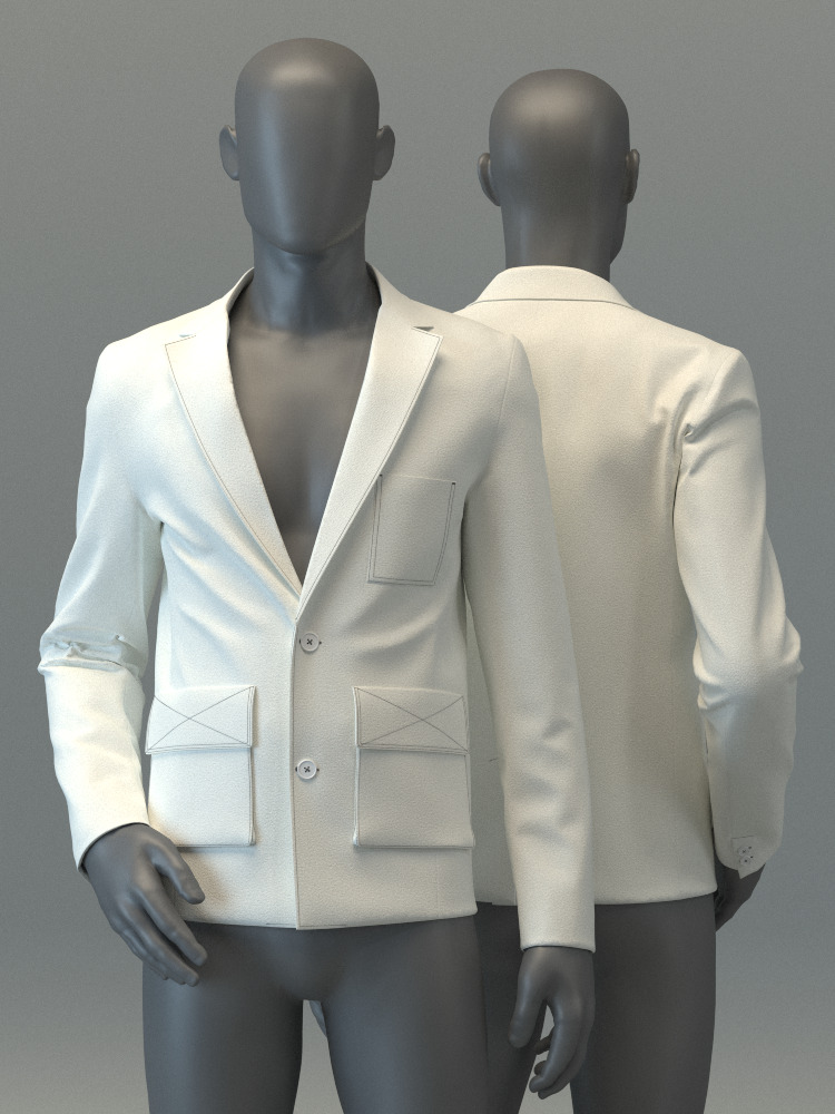 Blazer with Pockets 3D model_3