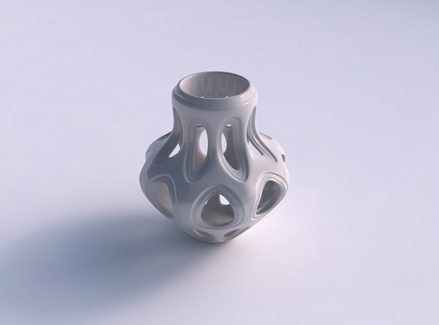 Vase curved with smooth beveled cuts squeezed 3D print model_0