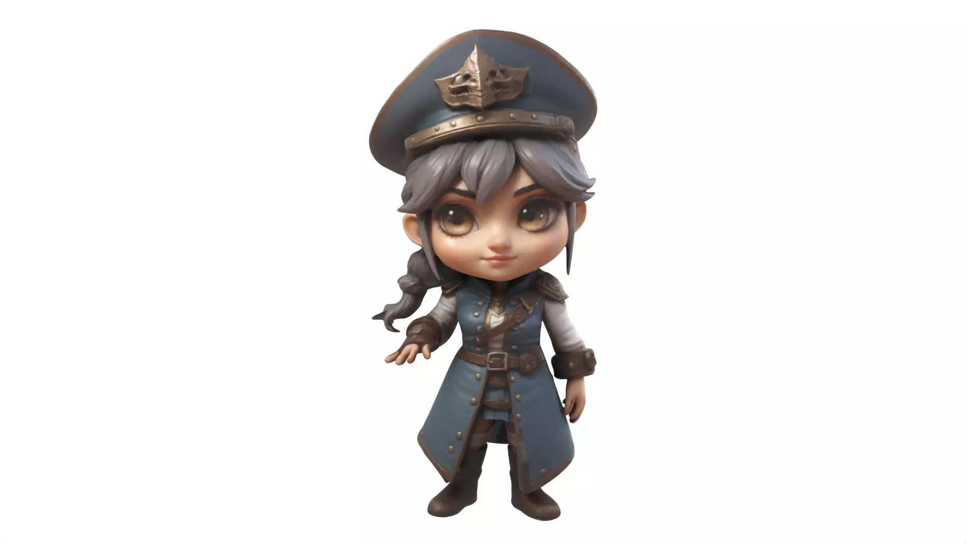 cartoon policewoman 3D print model_0