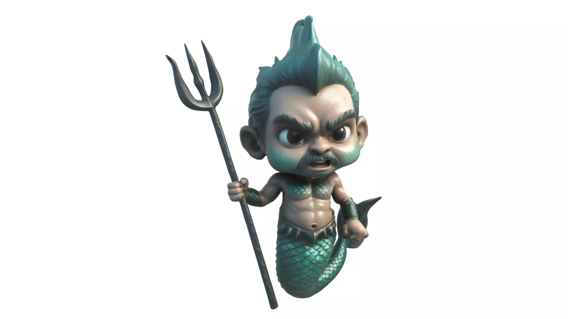A cartoon mermaid  3D print model_0
