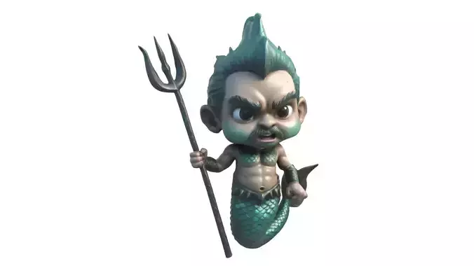 A cartoon mermaid  3D print model