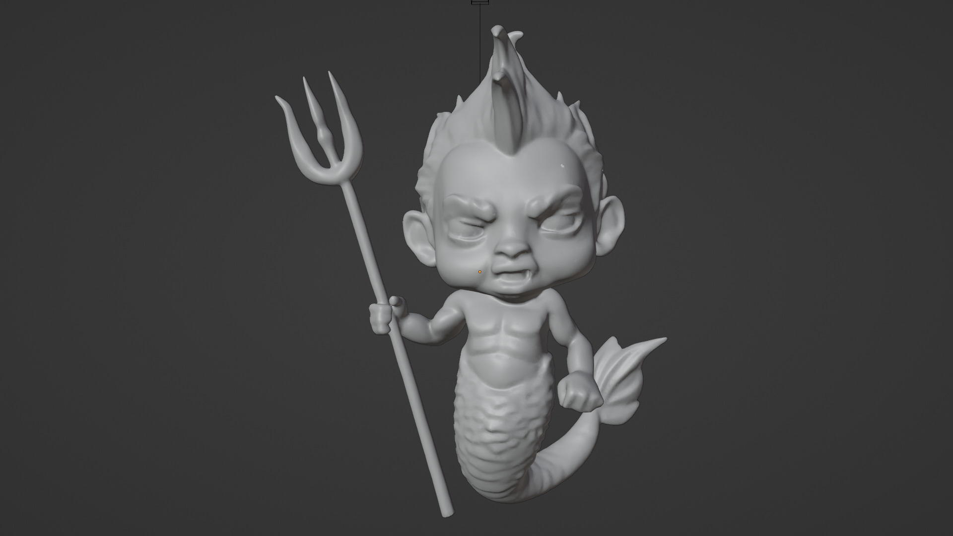 A cartoon mermaid  3D print model_4