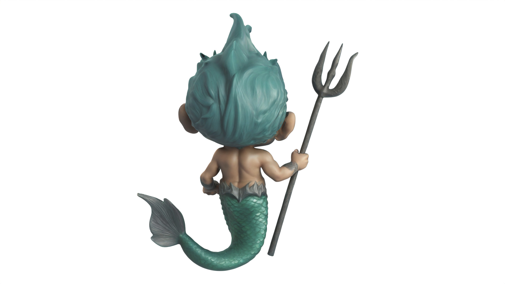 A cartoon mermaid  3D print model_3