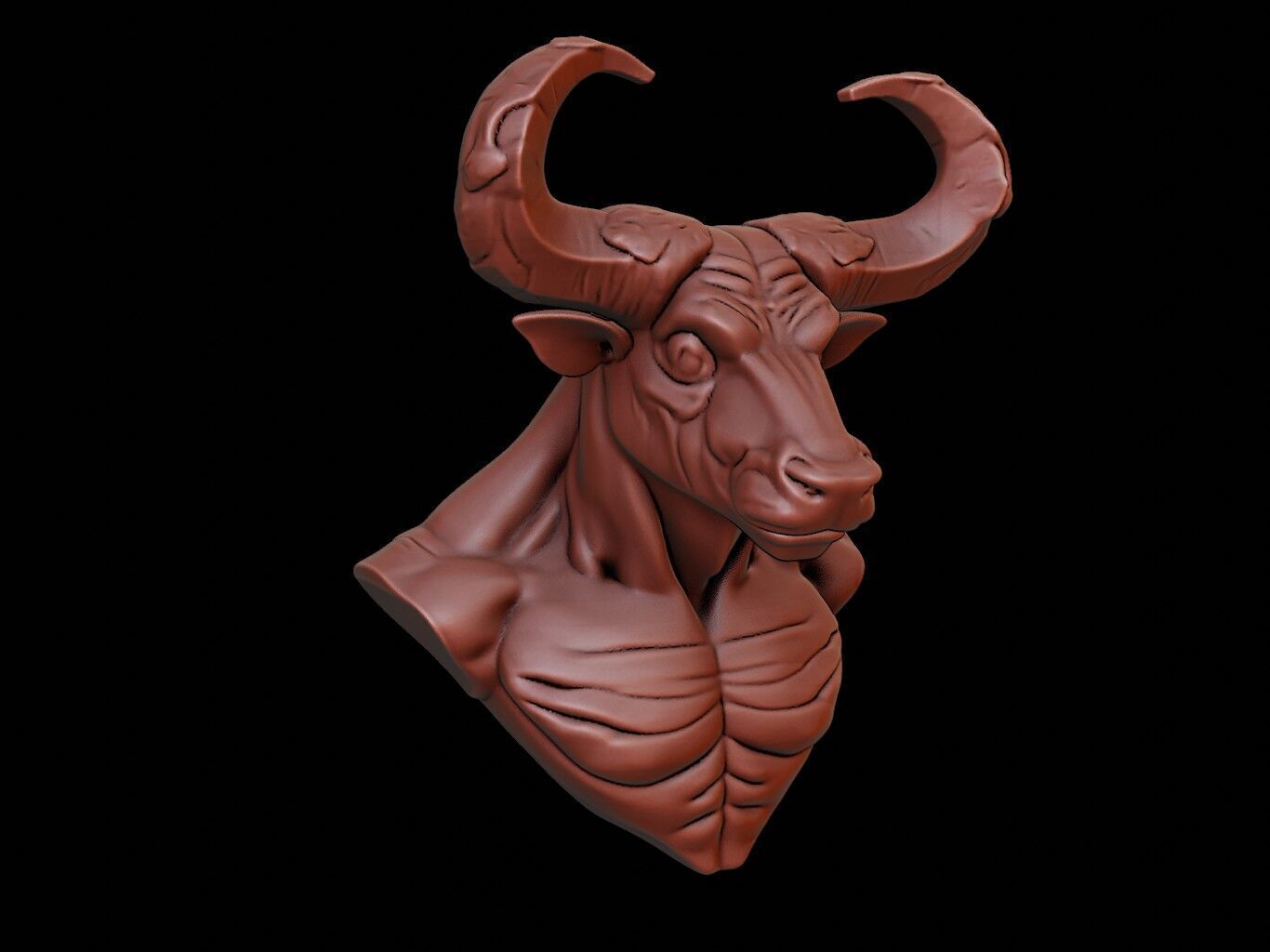 Minotaur Beast Bust 3D print model_2