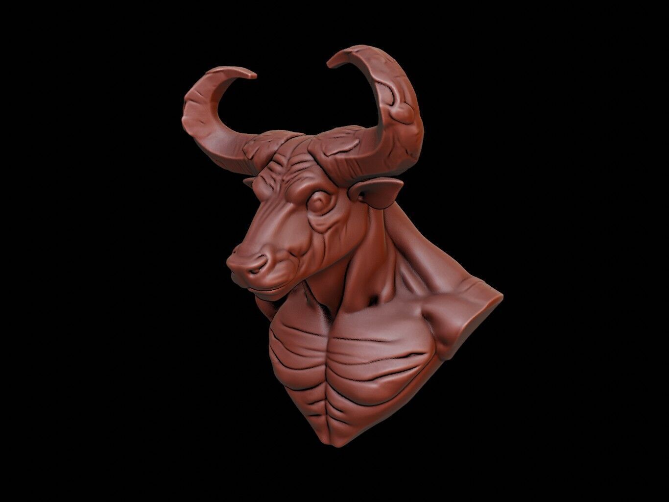 Minotaur Beast Bust 3D print model_1