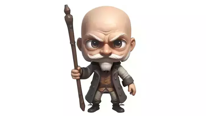 cartoon old man 3D print model
