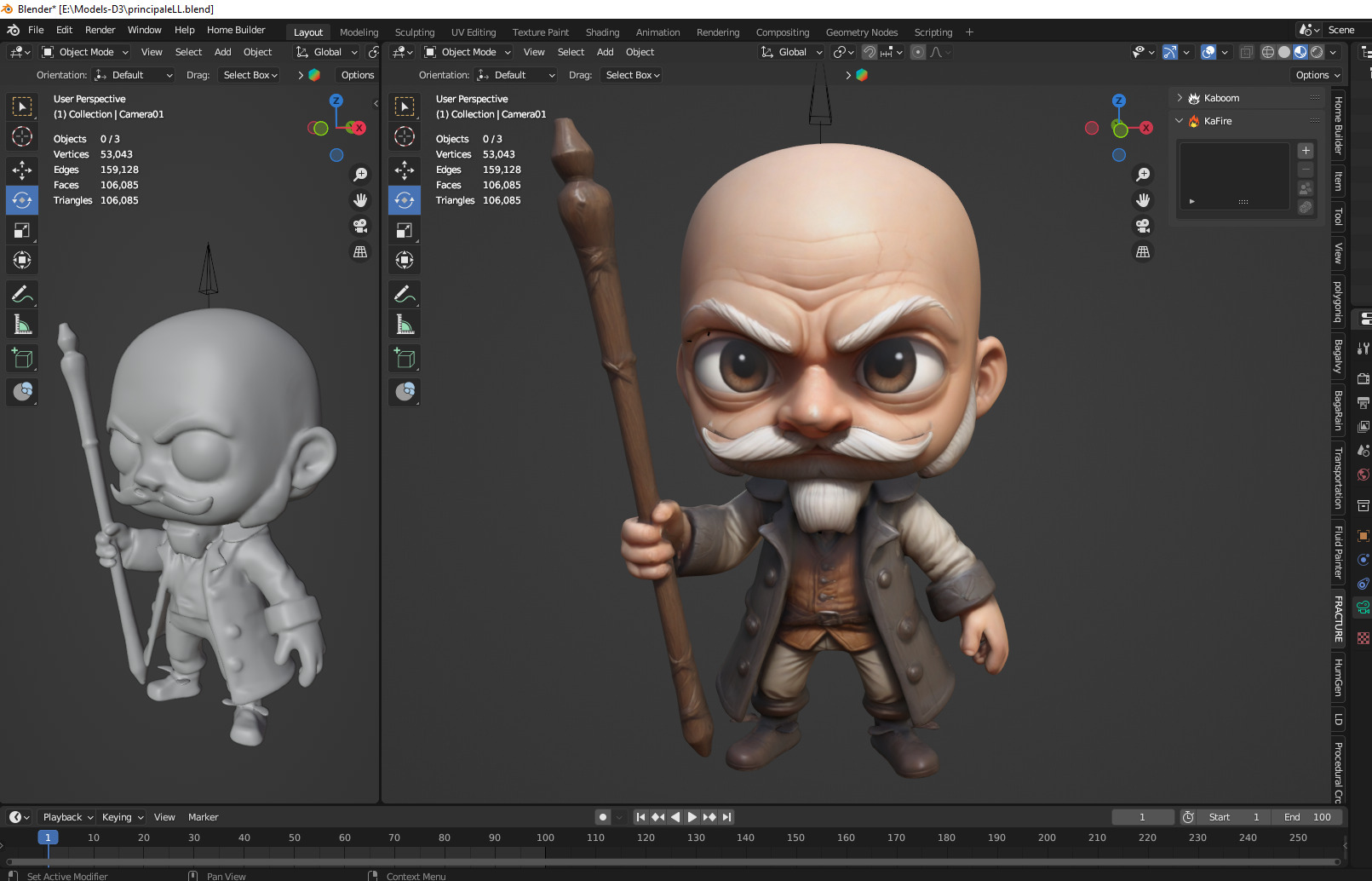 cartoon old man 3D print model_2