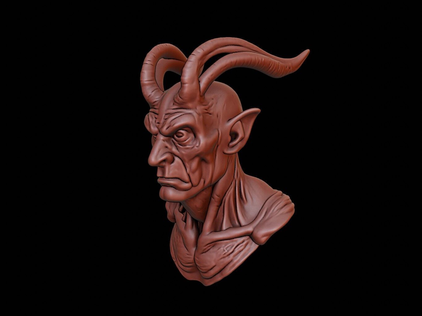 Multi-Eyed Fiend Beast Bust 3D print model_1
