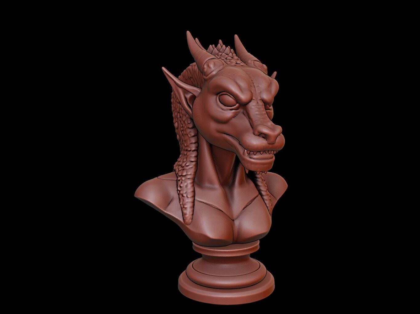Naga Beast Bust 3D print model_2
