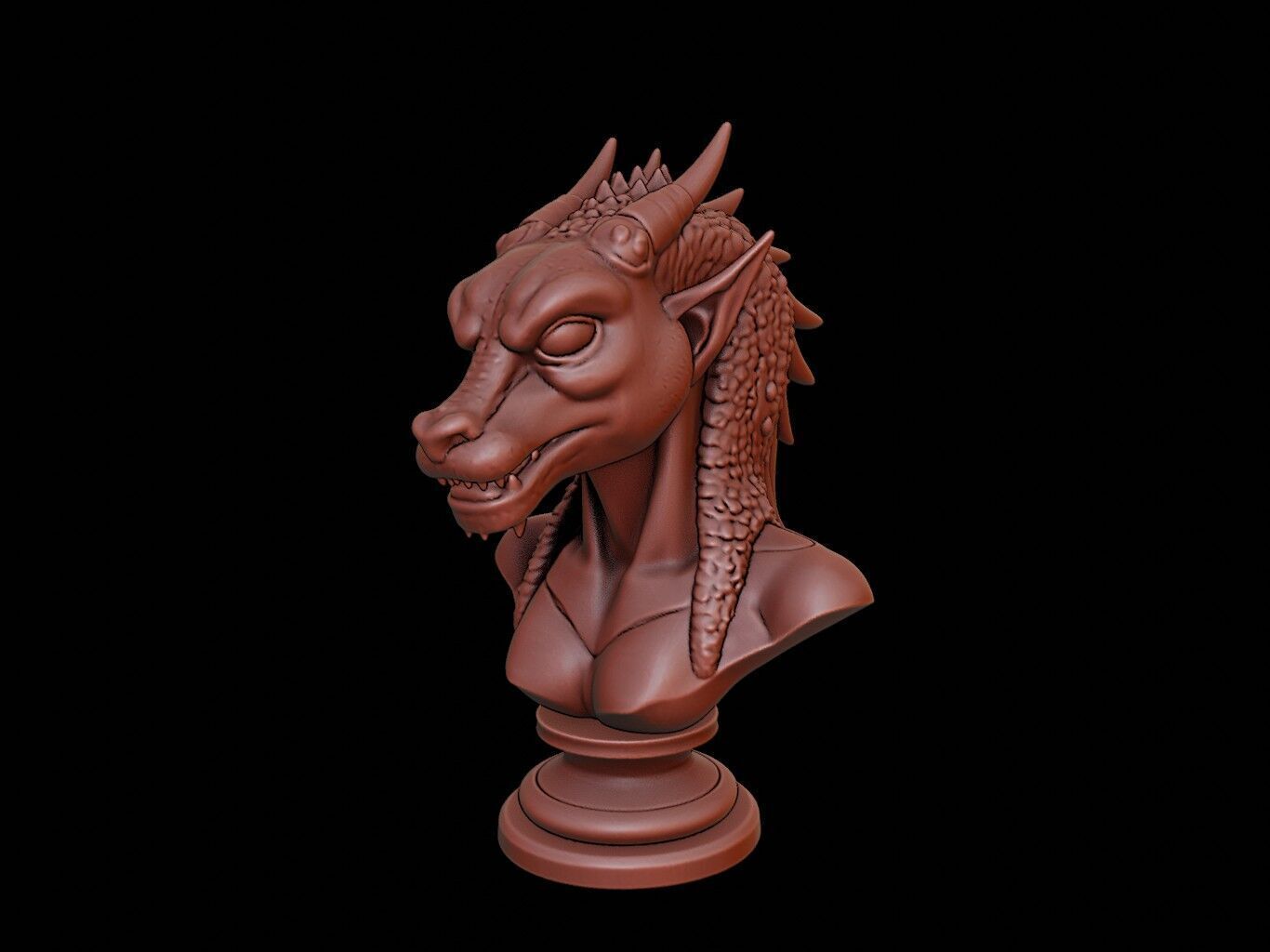 Naga Beast Bust 3D print model_1