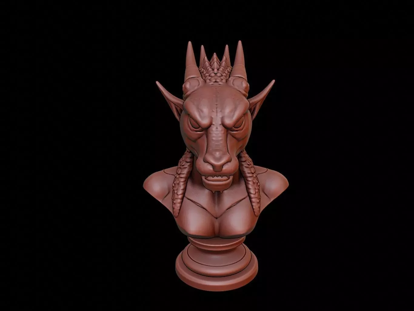 Naga Beast Bust 3D print model_0
