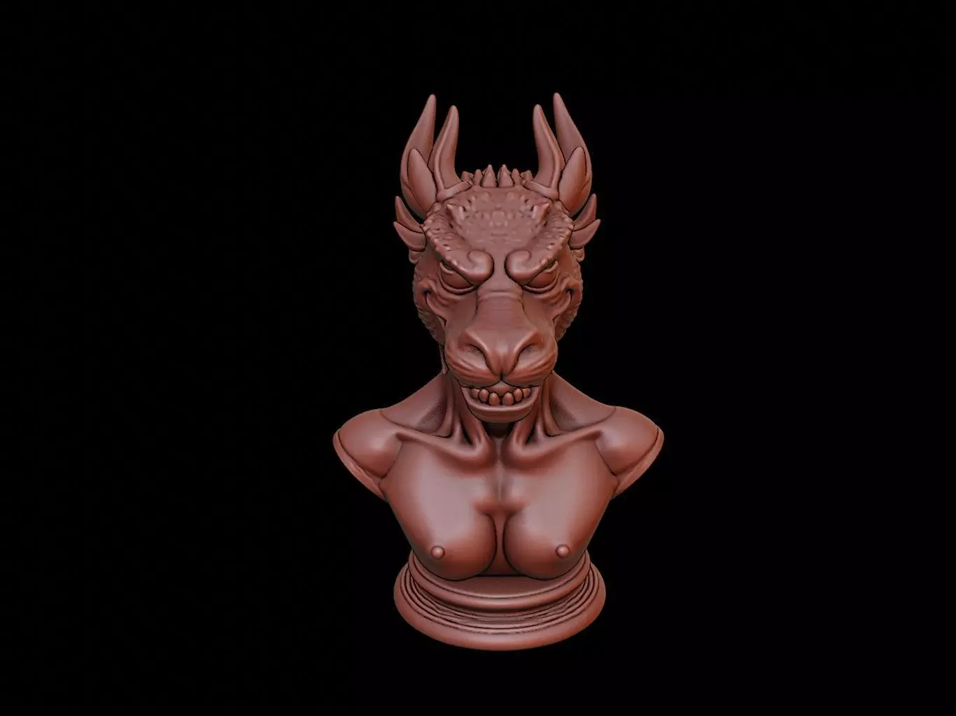 Naga Beast Bust 3D print model_0