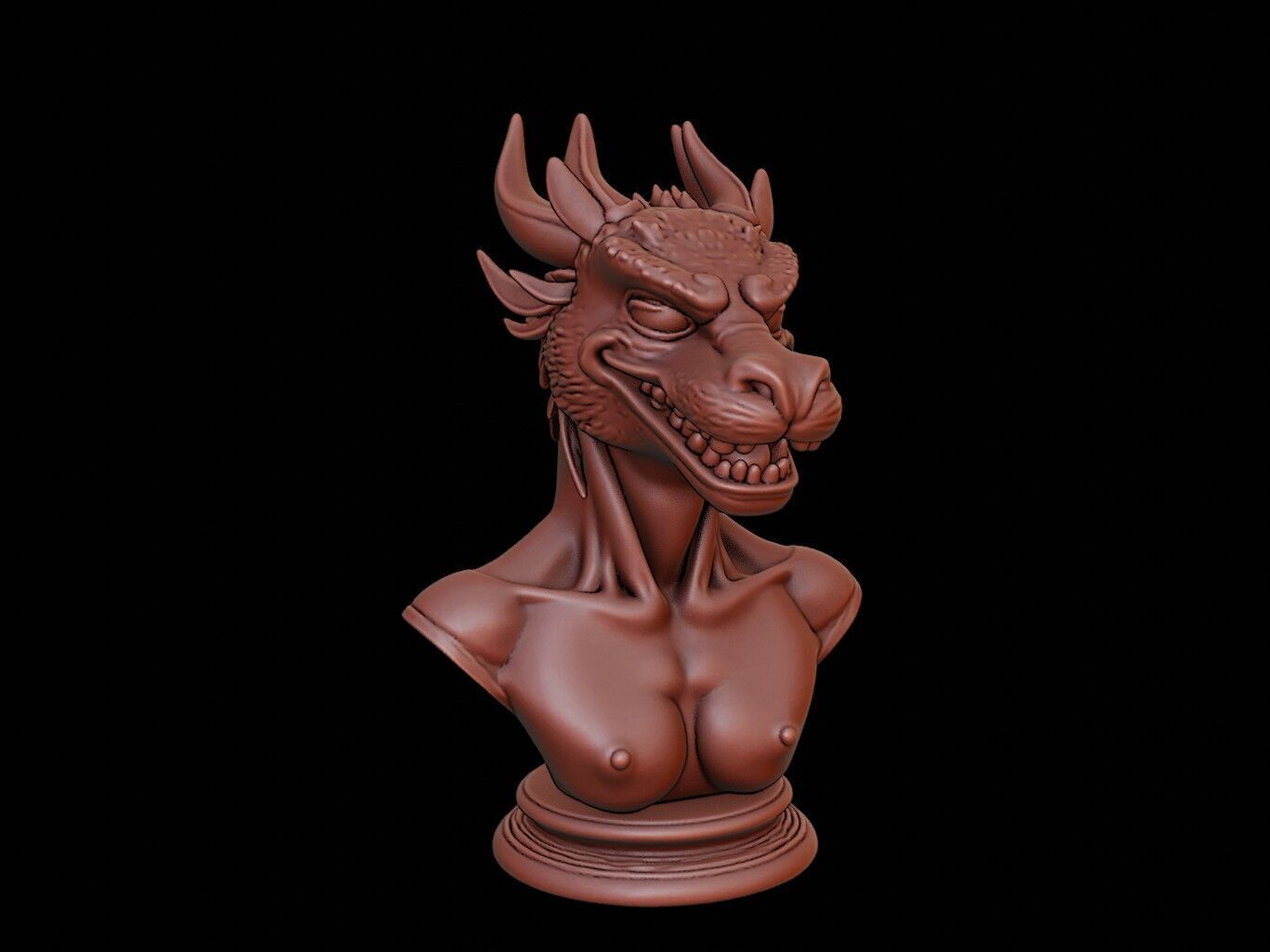 Naga Beast Bust 3D print model_2