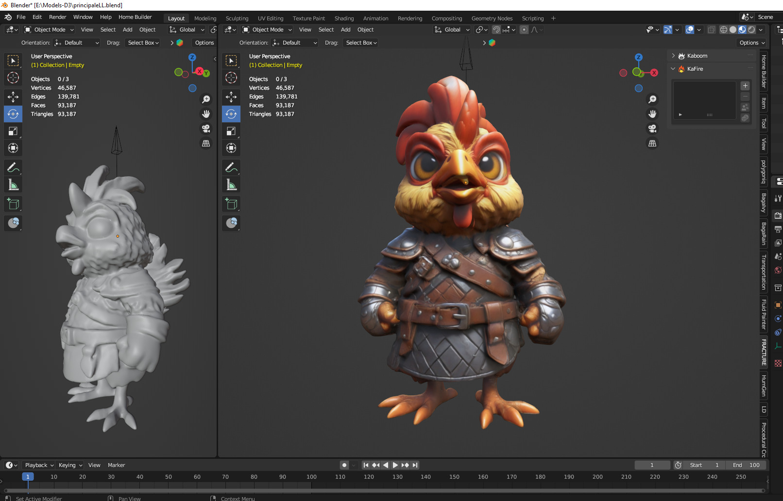 cartoon chiken 3D print model_2