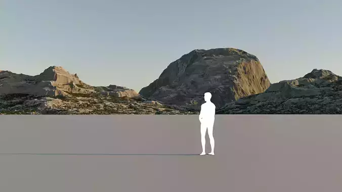 Three Rocky Grey Mountains Landscape