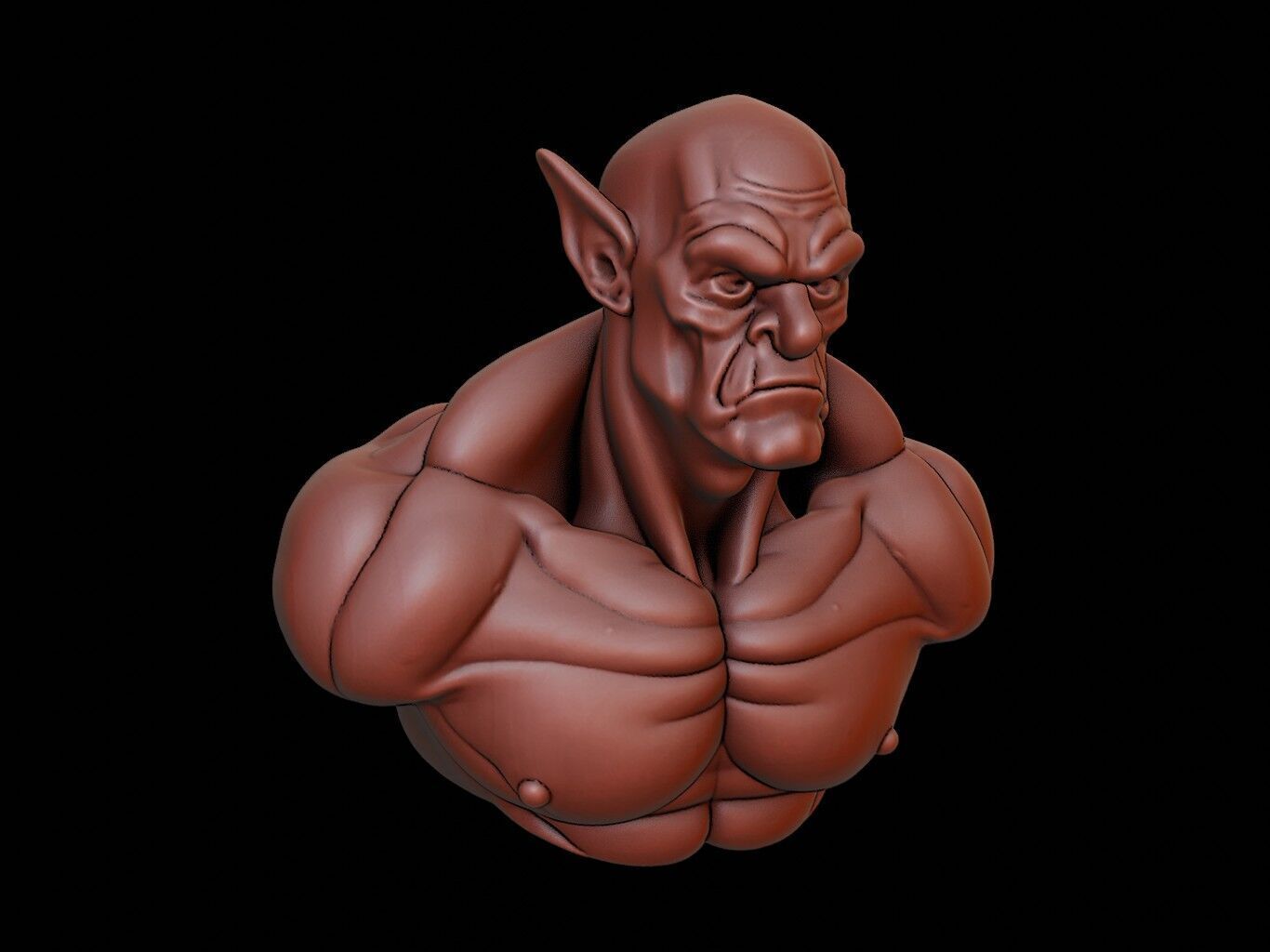 Orc Beast Bust 3D print model_2