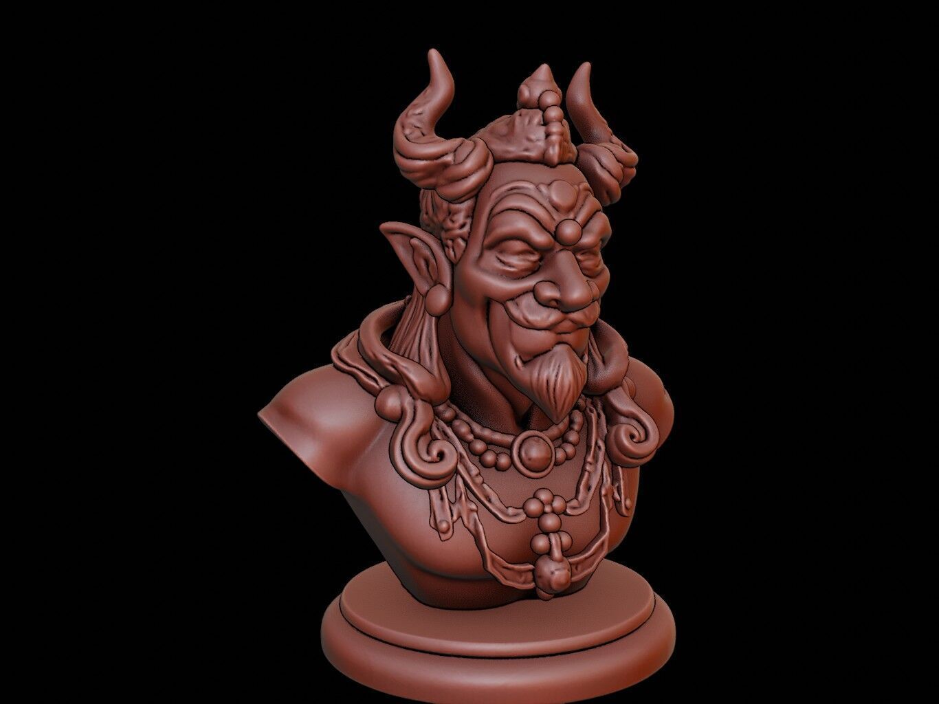 Rakshasa Beast Bust 3D print model_2