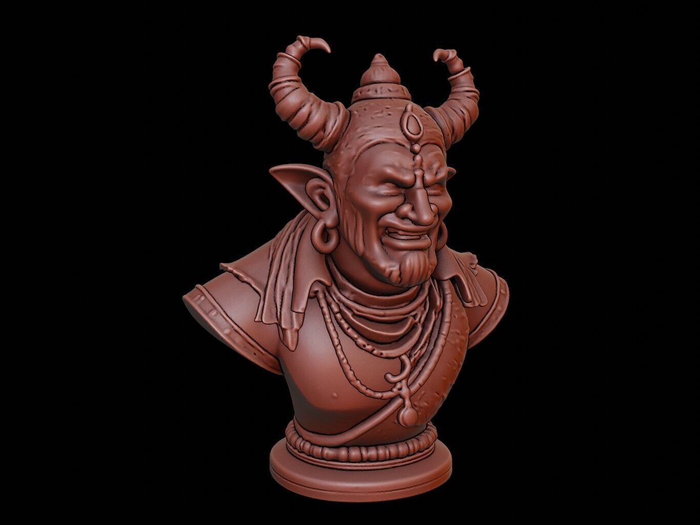 Rakshasa Beast Bust 3D print model_2