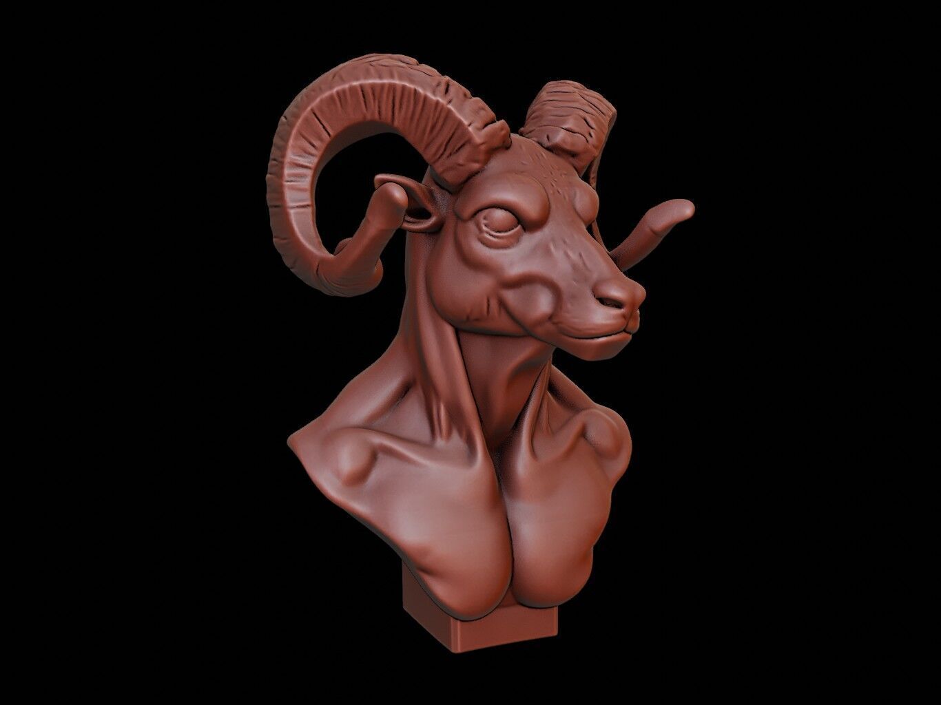 Satyr Beast Bust 3D print model_2