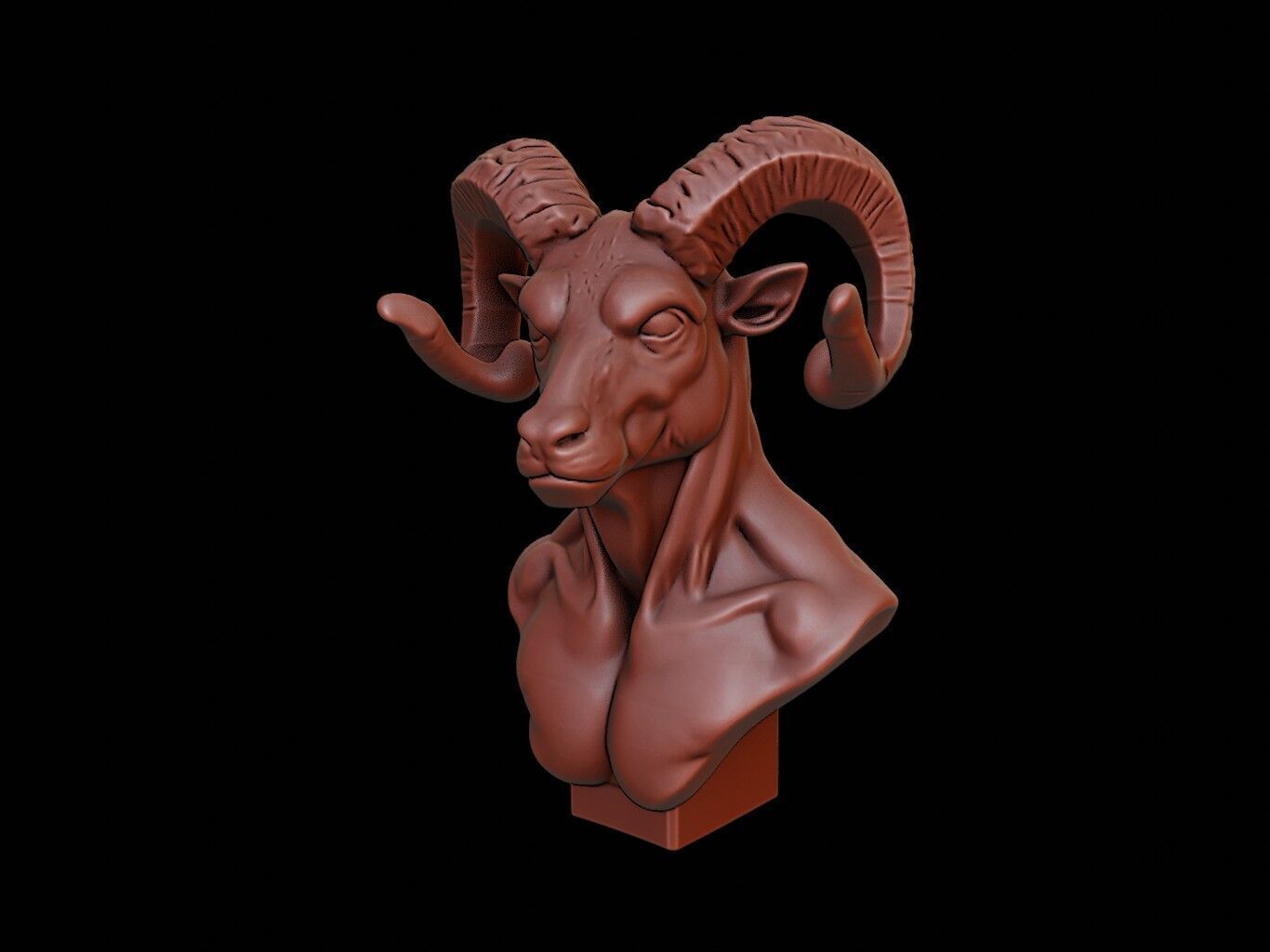 Satyr Beast Bust 3D print model_1
