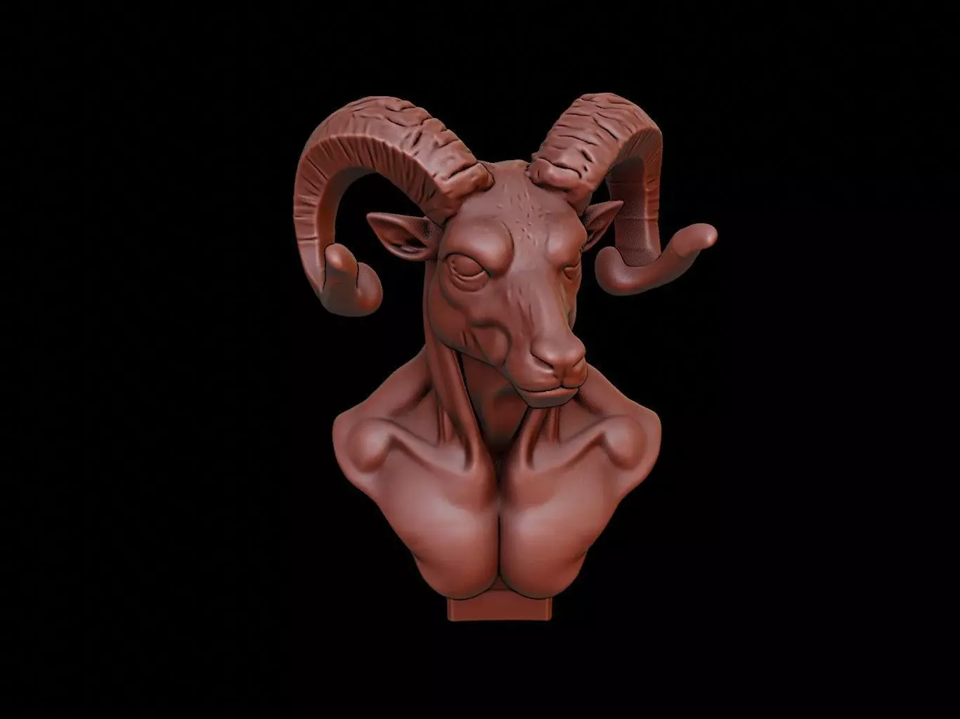 Satyr Beast Bust 3D print model_0