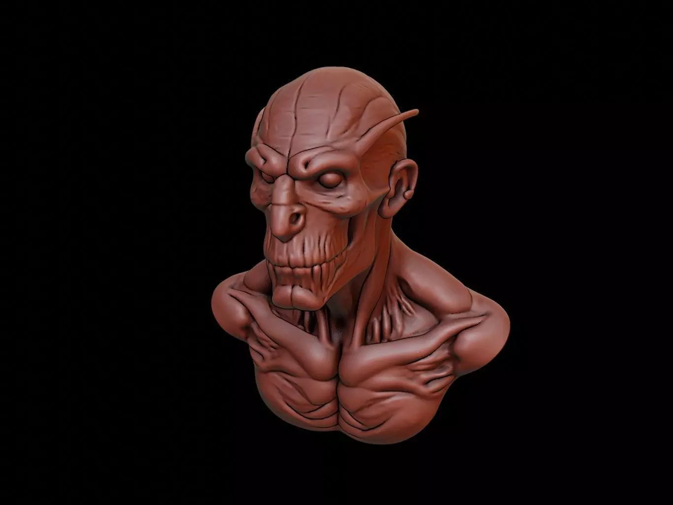 Skinwalker Beast Bust 3D print model_0