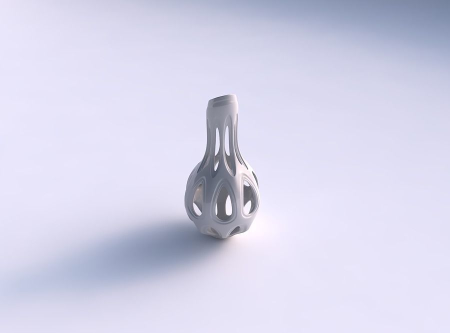 Vase curved with smooth beveled cuts long top 3D print model_0