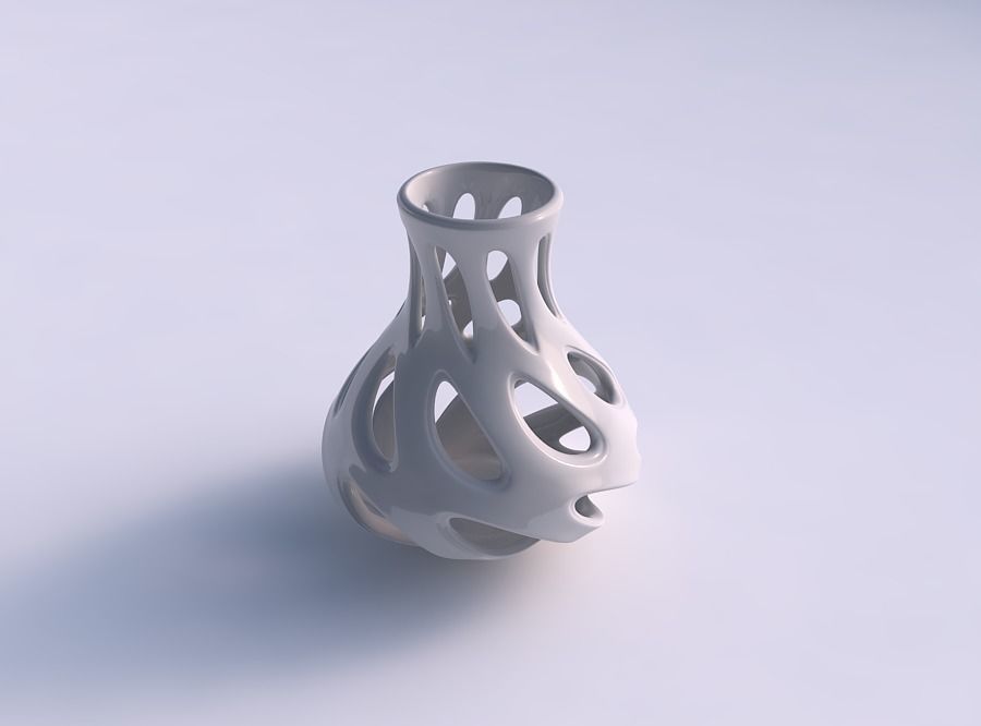 Vase curved with smooth cuts wide middle 3D print model_0