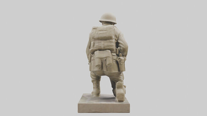 Kneeling Soldier sculpture model Low-poly 3D model