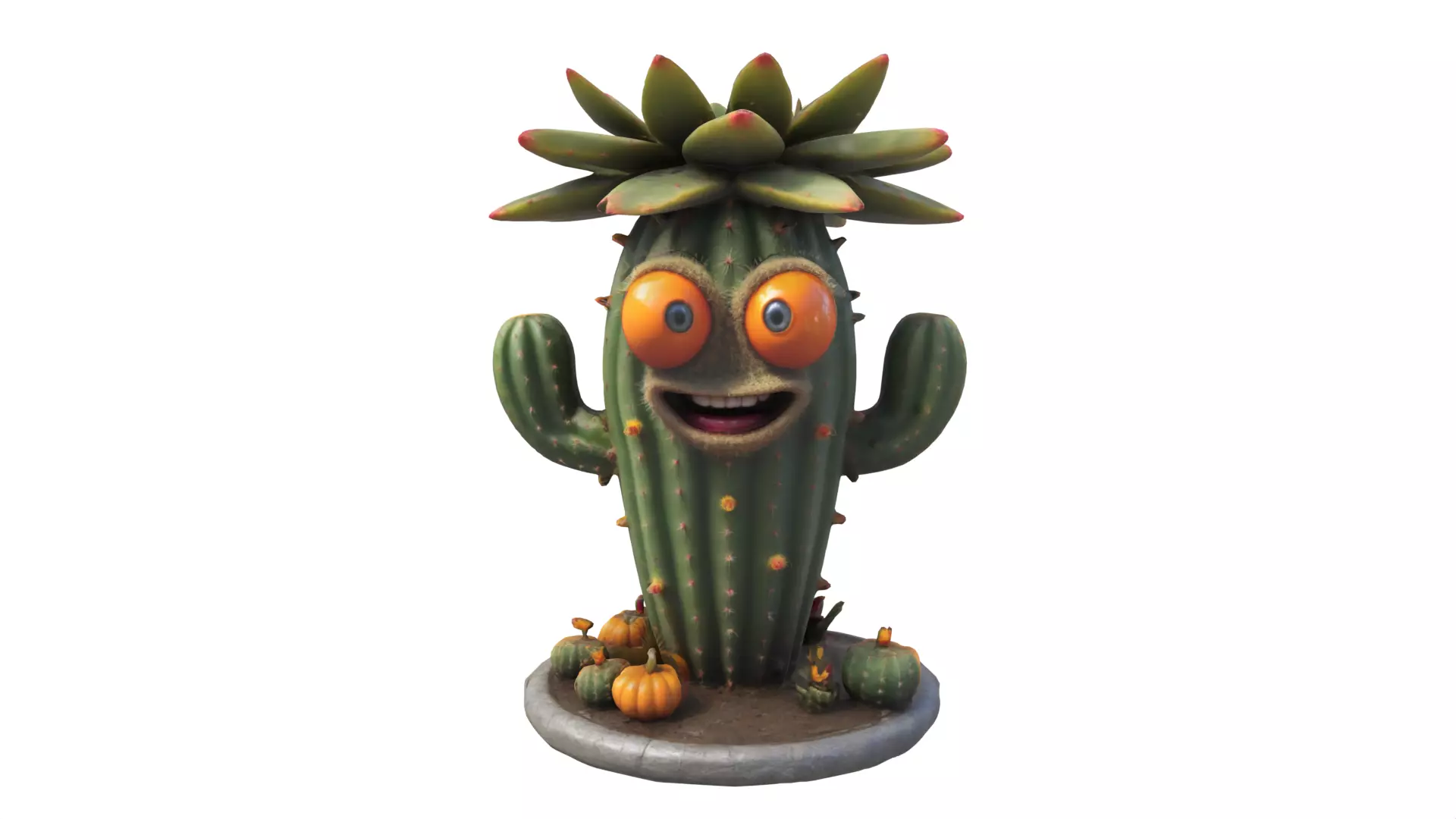 Cartoon cactus 3D print model_0