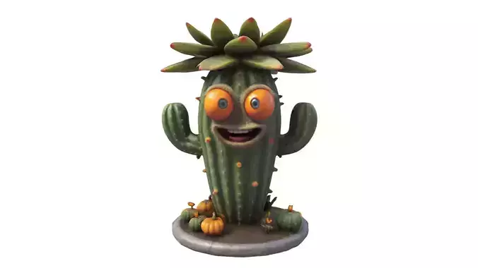 Cartoon cactus 3D print model