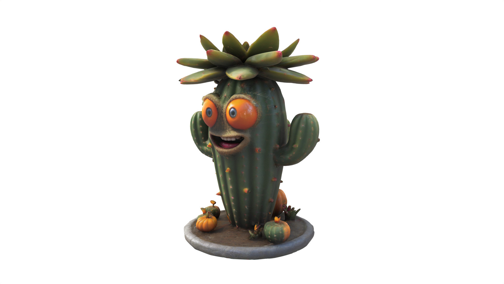 Cartoon cactus 3D print model_3